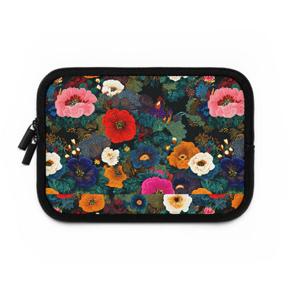 Floral Night Laptop Sleeve — Colorful Poppy Garden Protective Case