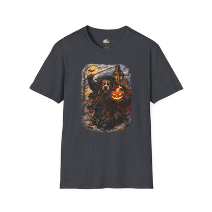 Unisex Halloween Pit Bull Headless Horseman Tee – What Tails Lurk Behind The Pines Collection