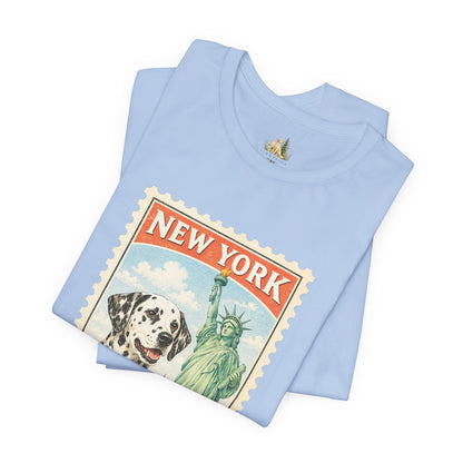 New York Dalmatian T-Shirt | Statue of Liberty Vintage Postage