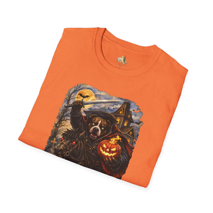 Unisex Halloween Pit Bull Headless Horseman Tee – What Tails Lurk Behind The Pines Collection
