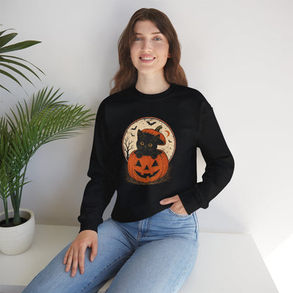 Halloween Black Cat Pumpkin Sweatshirt