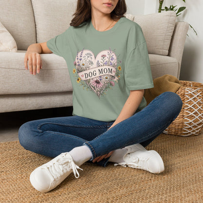 Dog Mom Floral Heart T-Shirt (Light Weight, Ultra Soft)