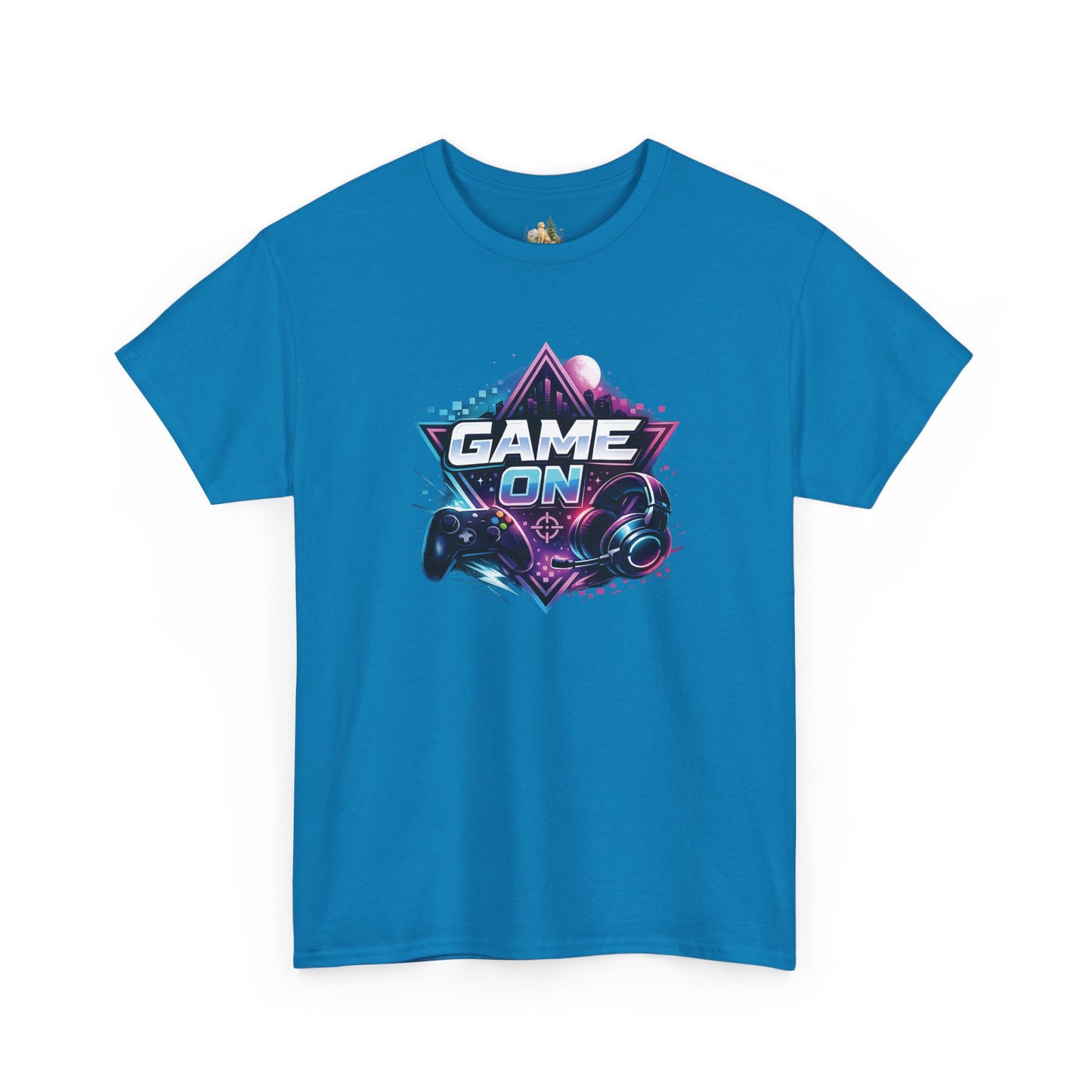Game On T-Shirt — Retro Neon Gamer Tee with Controller Graphic (Heavy Weight Tee)