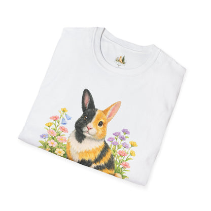 Harlequin Rabbit Floral T-Shirt (Light Weight, Ultra Soft)