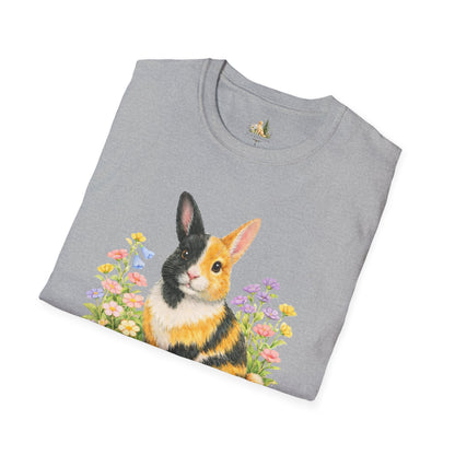 Harlequin Rabbit Floral T-Shirt (Light Weight, Ultra Soft)