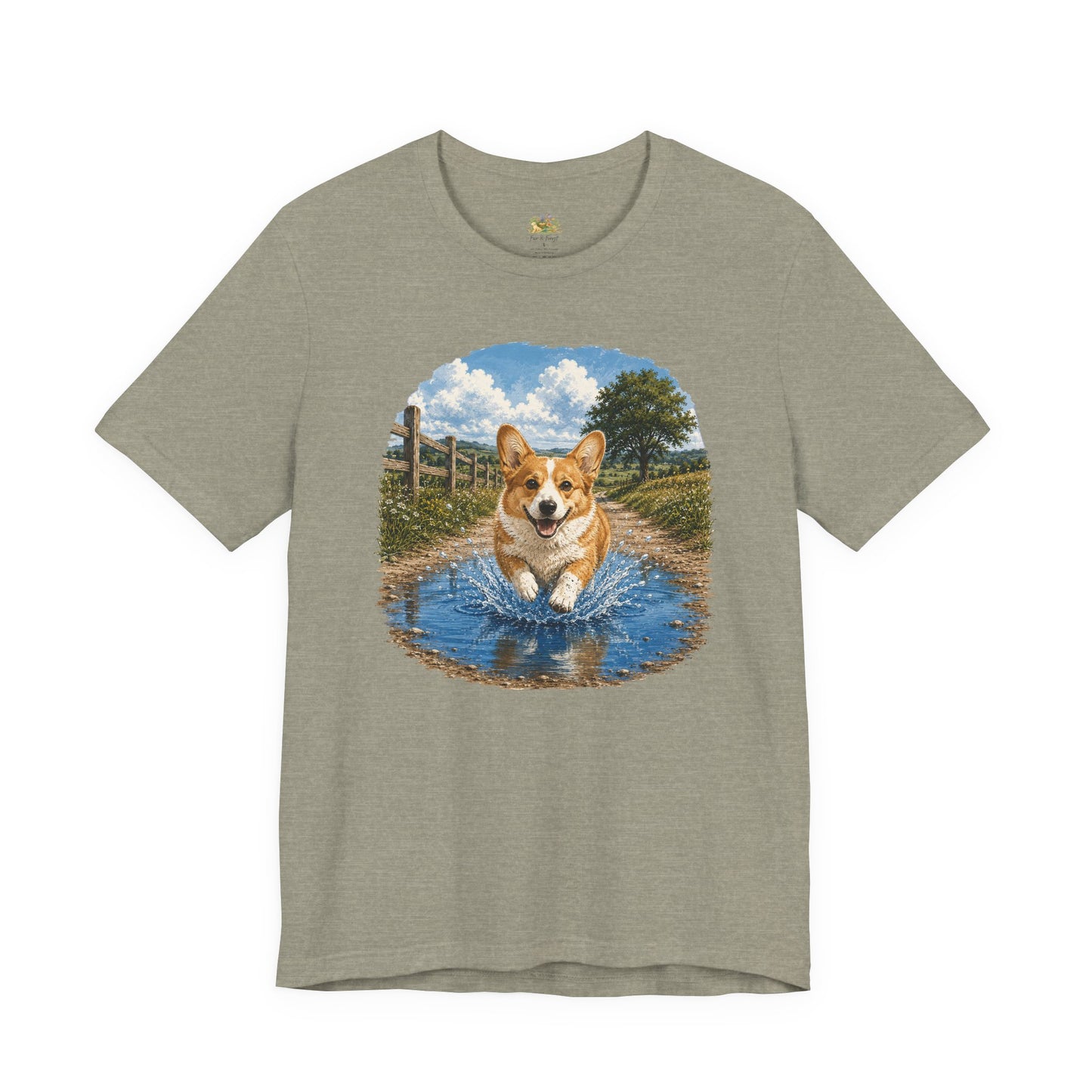 Corgi Splash T-Shirt — Playful Dog Graphic Tee