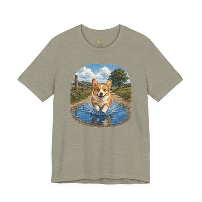 Corgi Splash T-Shirt — Playful Dog Graphic Tee