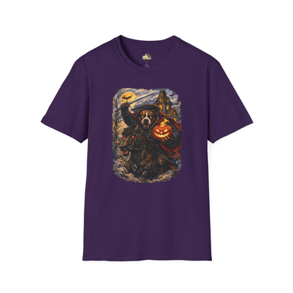 Unisex Halloween Pit Bull Headless Horseman Tee – What Tails Lurk Behind The Pines Collection