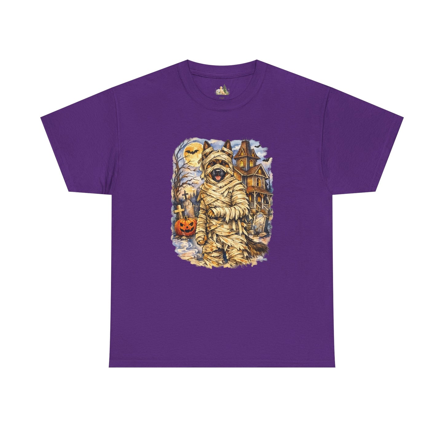 Unisex Mummy German Shepherd Halloween T-Shirt - What Tails Lurk Behind The Pines Collection (Heavy Weight Tee)