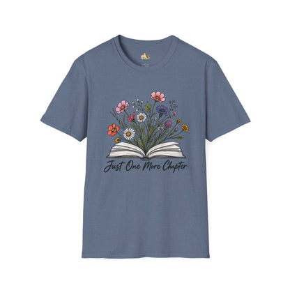 Floral Book Tee — “Just One More Chapter” Graphic T-Shirt