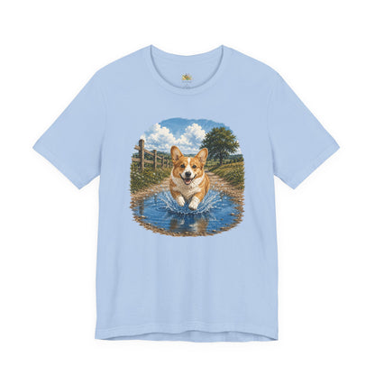 Corgi Splash T-Shirt — Playful Dog Graphic Tee