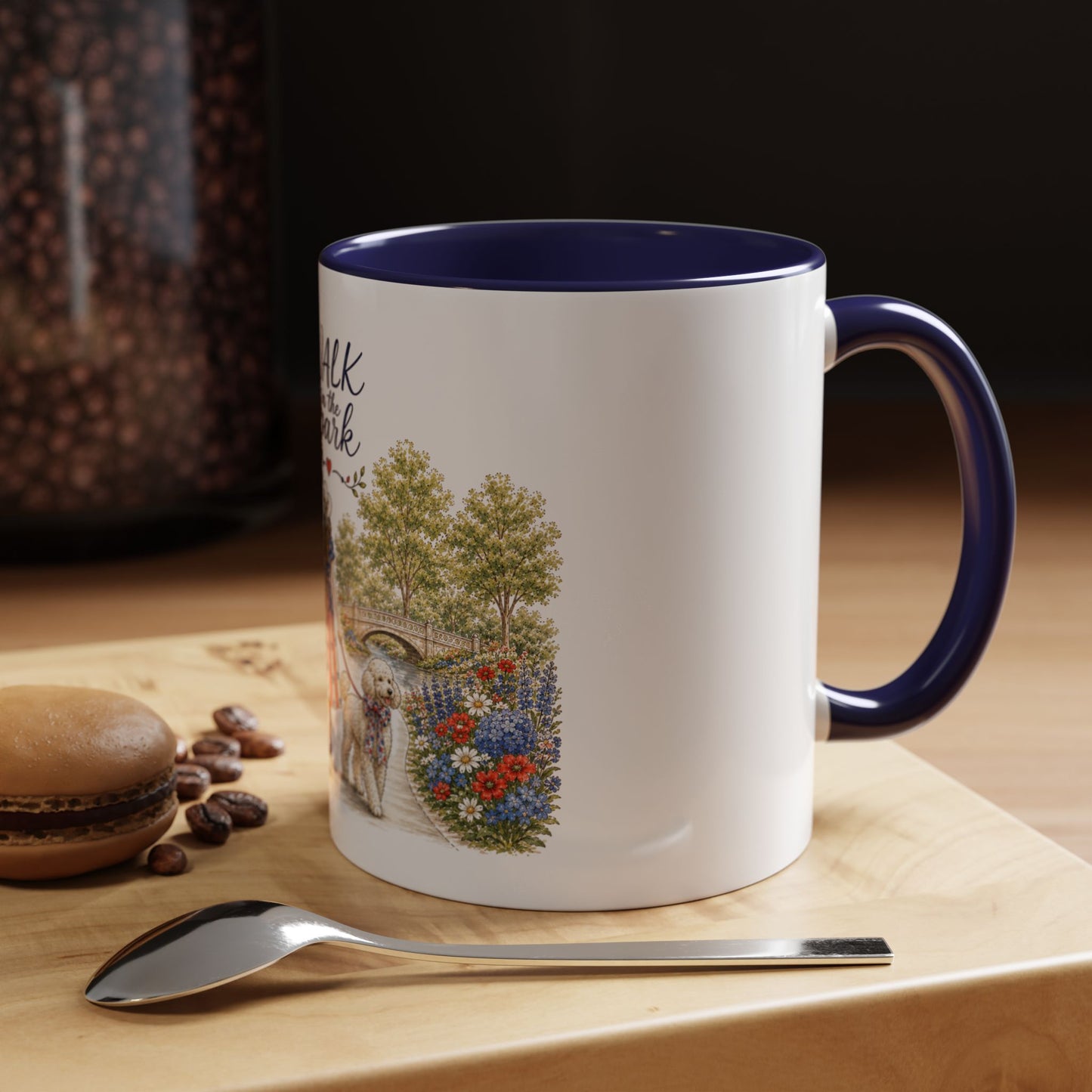 Walk in the Park girl with dog Mug | Accent coffee mug 11oz 15oz