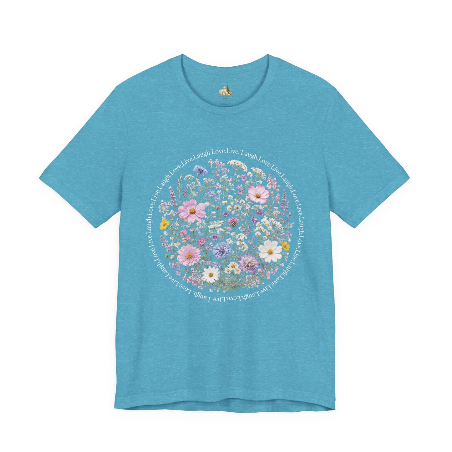 Wildflower Circle T-Shirt — Floral 'Love' Typography Tee