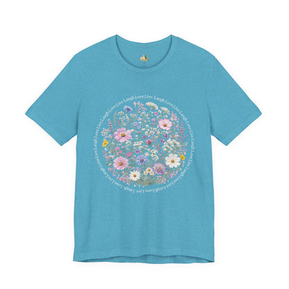 Wildflower Circle T-Shirt — Floral 'Love' Typography Tee