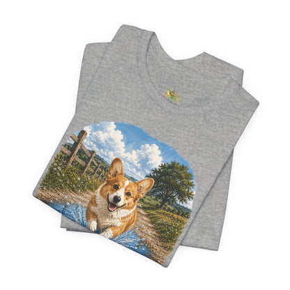Corgi Splash T-Shirt — Playful Dog Graphic Tee