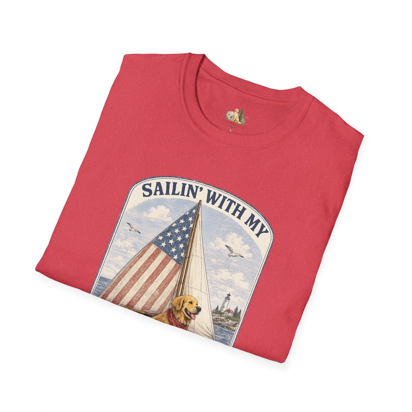 Sailin' With My Best Friend T-Shirt – Patriotic Labrador Dog Sailing Tee (Light Weight, Ultra Soft T-shirt)