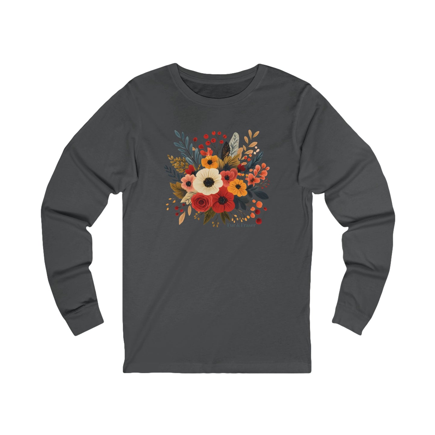 Women's Floral Bouquet Long Sleeve Tee — Autumn Wildflower Graphic