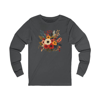 Women's Floral Bouquet Long Sleeve Tee — Autumn Wildflower Graphic