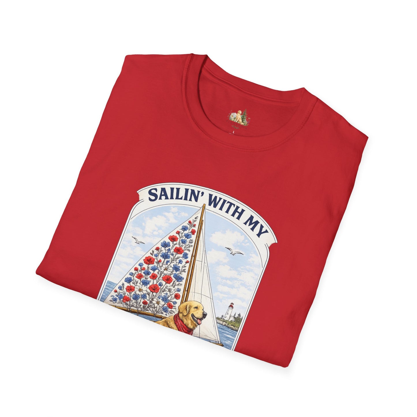 Sailing With My Best Friend dog sailboat T-Shirt | nautical pet lover tee (Light Weight, Ultra Soft Tee)