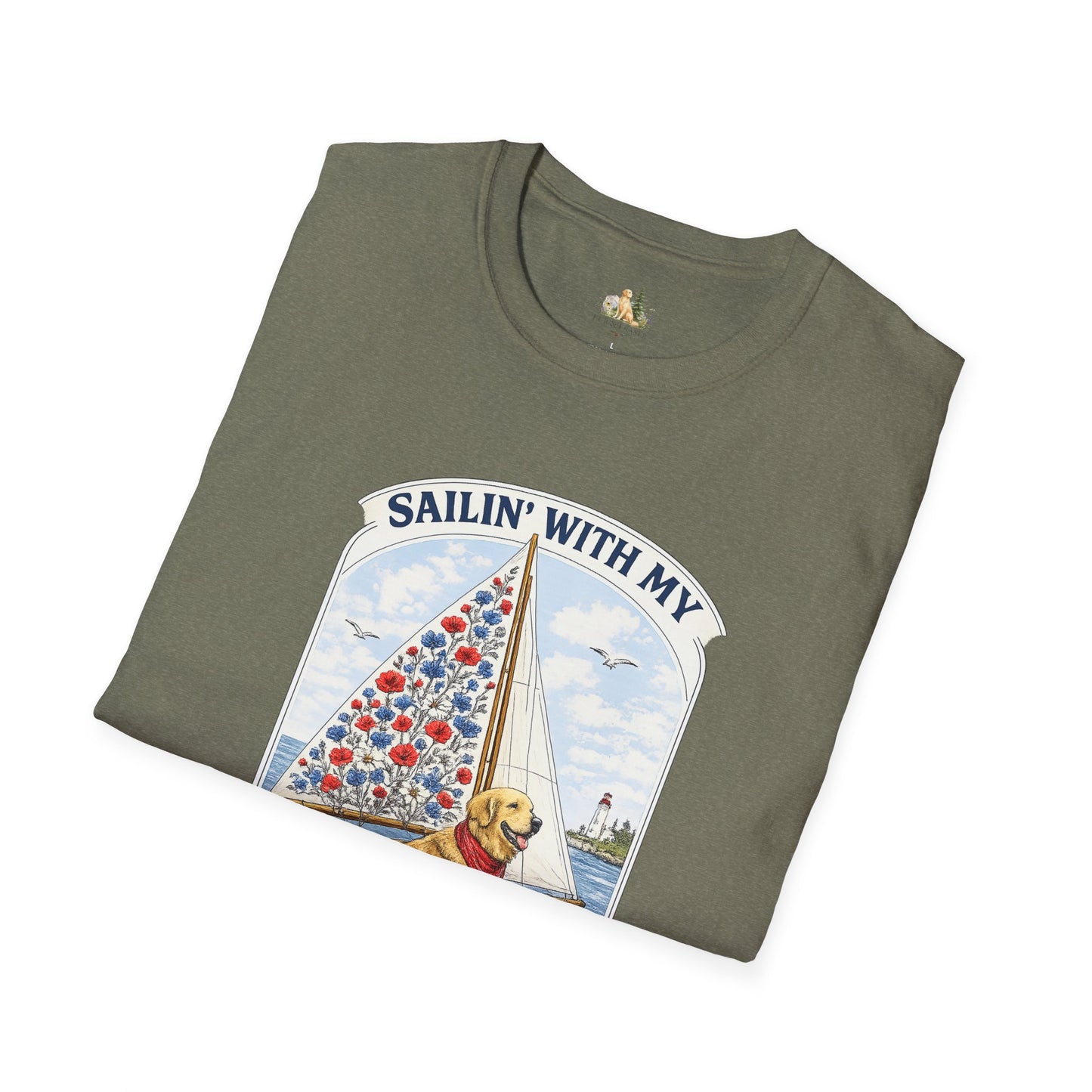 Sailing With My Best Friend dog sailboat T-Shirt | nautical pet lover tee (Light Weight, Ultra Soft Tee)