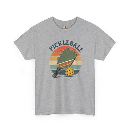 Pickleball Retro Paddle T-Shirt — Vintage Sunset Pickleball Tee (Heavy Weight Tee)