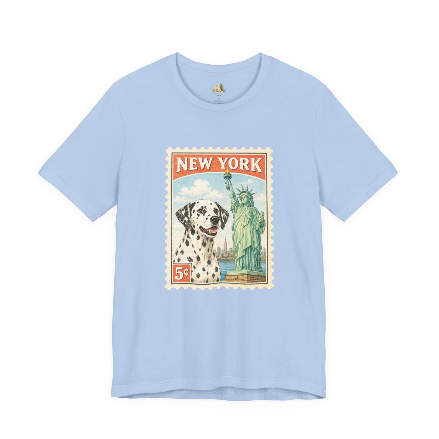 New York Dalmatian T-Shirt | Statue of Liberty Vintage Postage