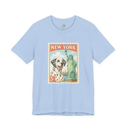 New York Dalmatian T-Shirt | Statue of Liberty Vintage Postage