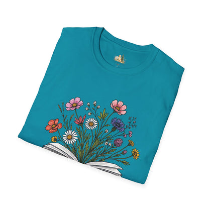 Floral Book Tee — “Just One More Chapter” Graphic T-Shirt