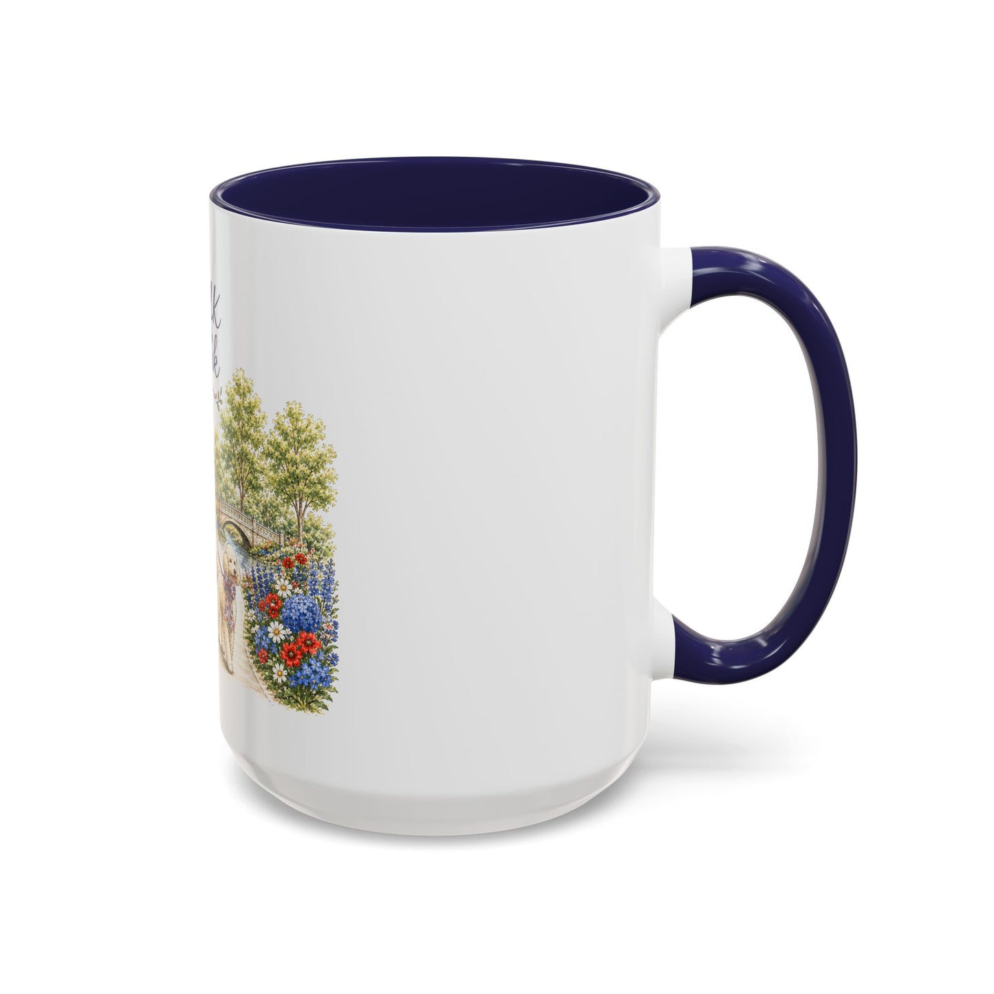 Walk in the Park girl with dog Mug | Accent coffee mug 11oz 15oz