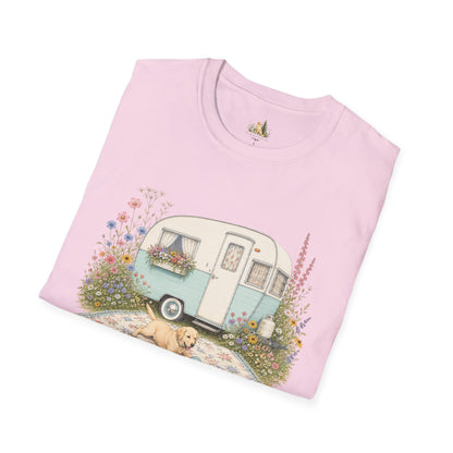 Vintage Camper T-Shirt — Cozy Caravan & Picnic Design(Light Weight, Ultra Soft)