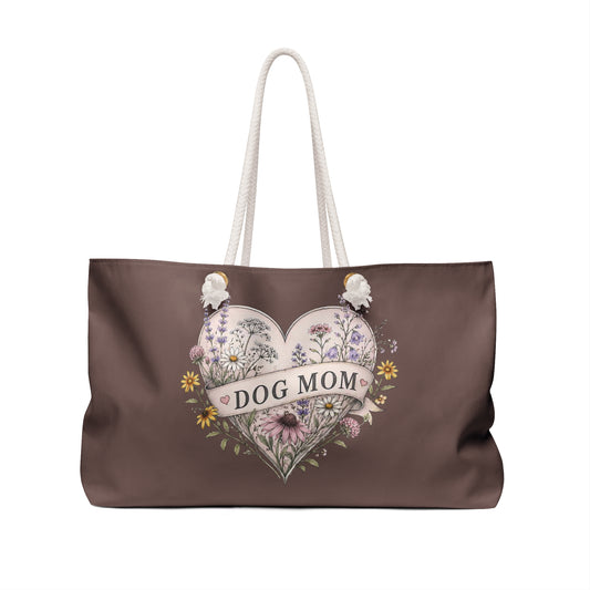 Dog Mom Weekender Bag — Floral Heart Travel Tote