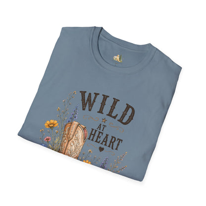 Wild at Heart Cowboy Boot T-Shirt – Floral Western Graphic Tee (Light Weight, Ultra Soft Tee)