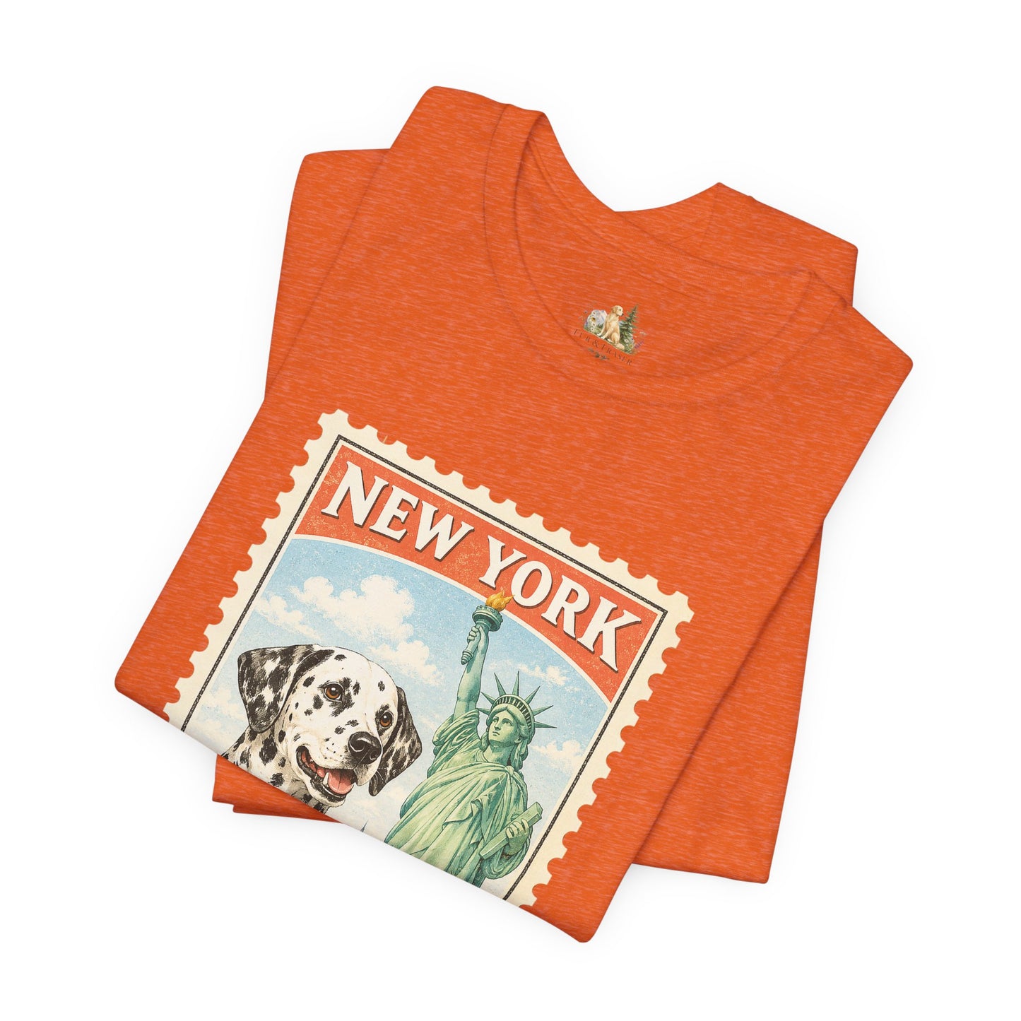 New York Dalmatian T-Shirt | Statue of Liberty Vintage Postage