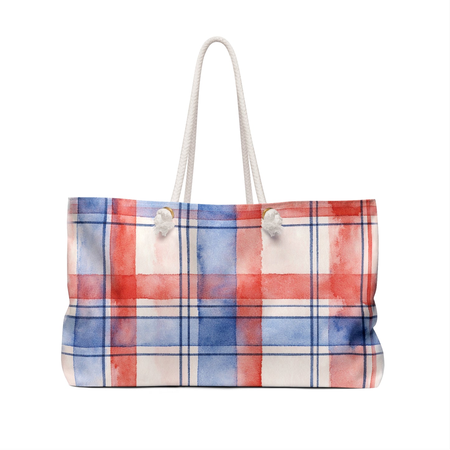 Patriotic Watercolor Plaid Weekender Bag