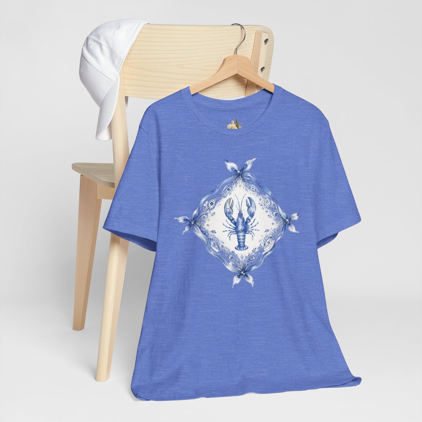 T-Shirt — Blue Delft Lobster Bandana Graphic Tee