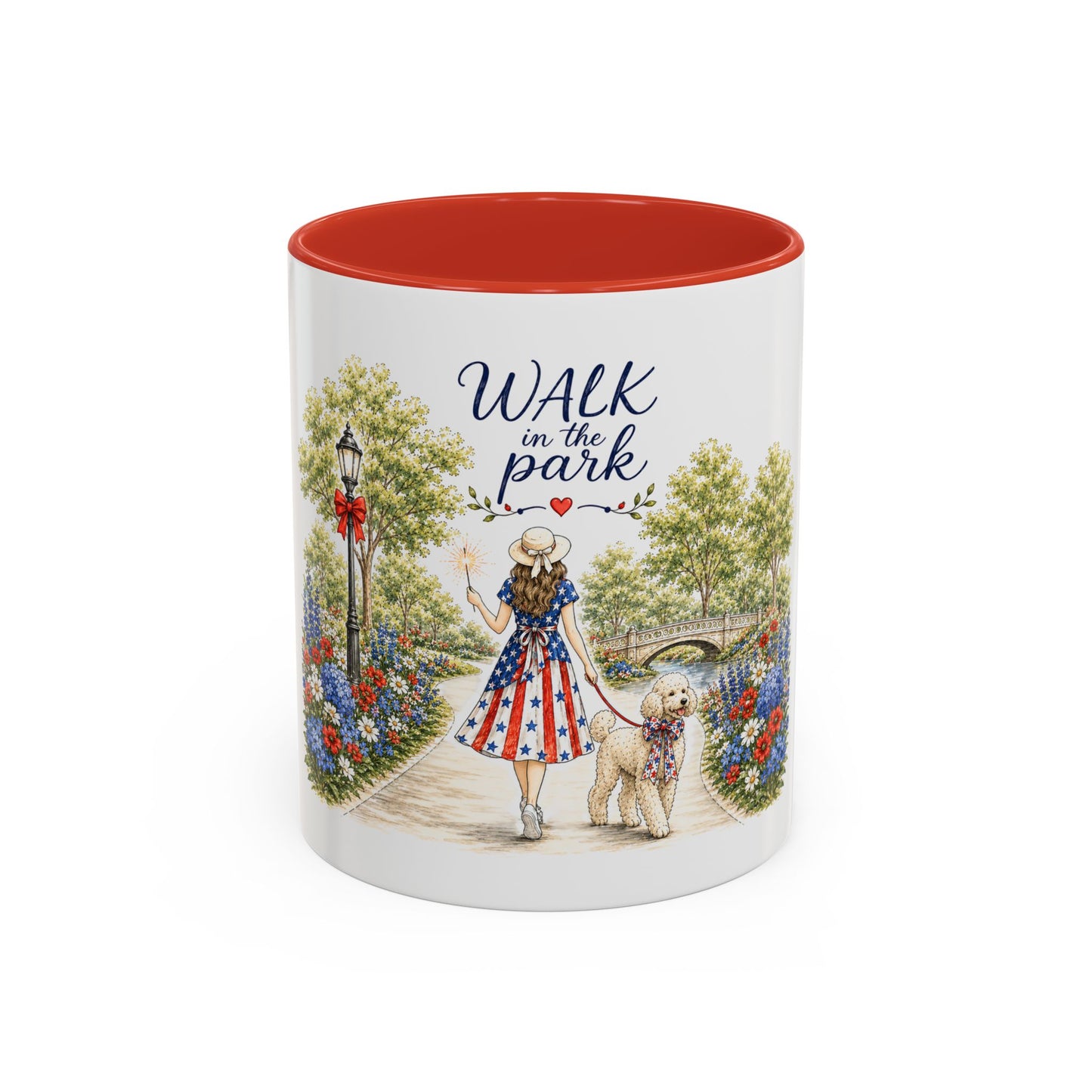 Walk in the Park girl with dog Mug | Accent coffee mug 11oz 15oz