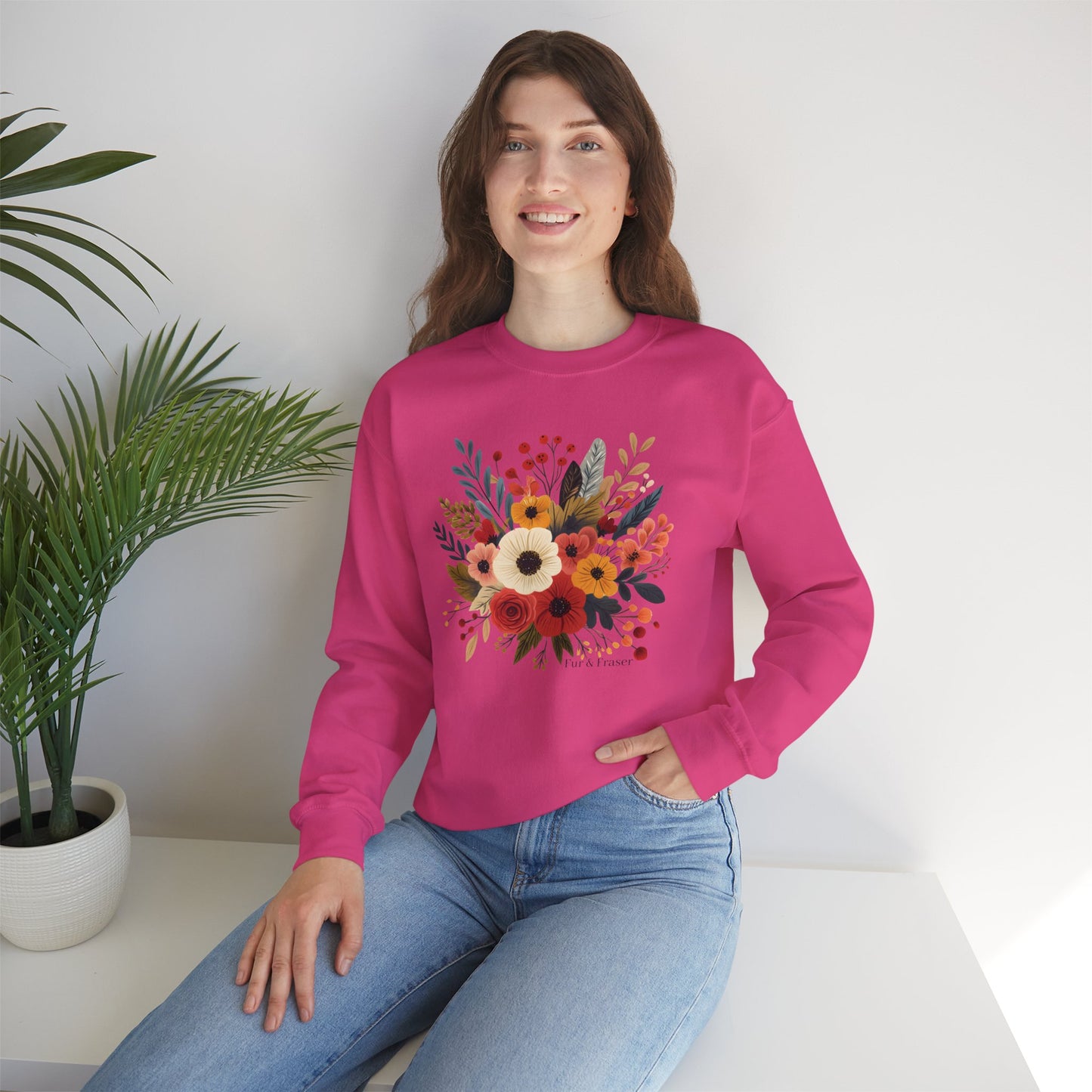 Floral Bouquet Crewneck Sweatshirt — Autumn Wildflower Graphic