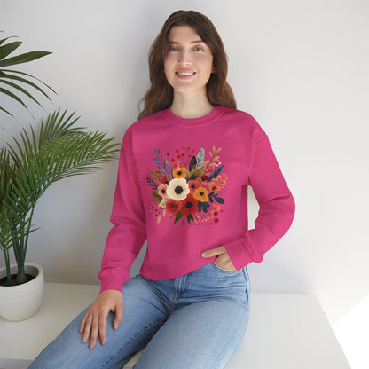 Floral Bouquet Crewneck Sweatshirt — Autumn Wildflower Graphic