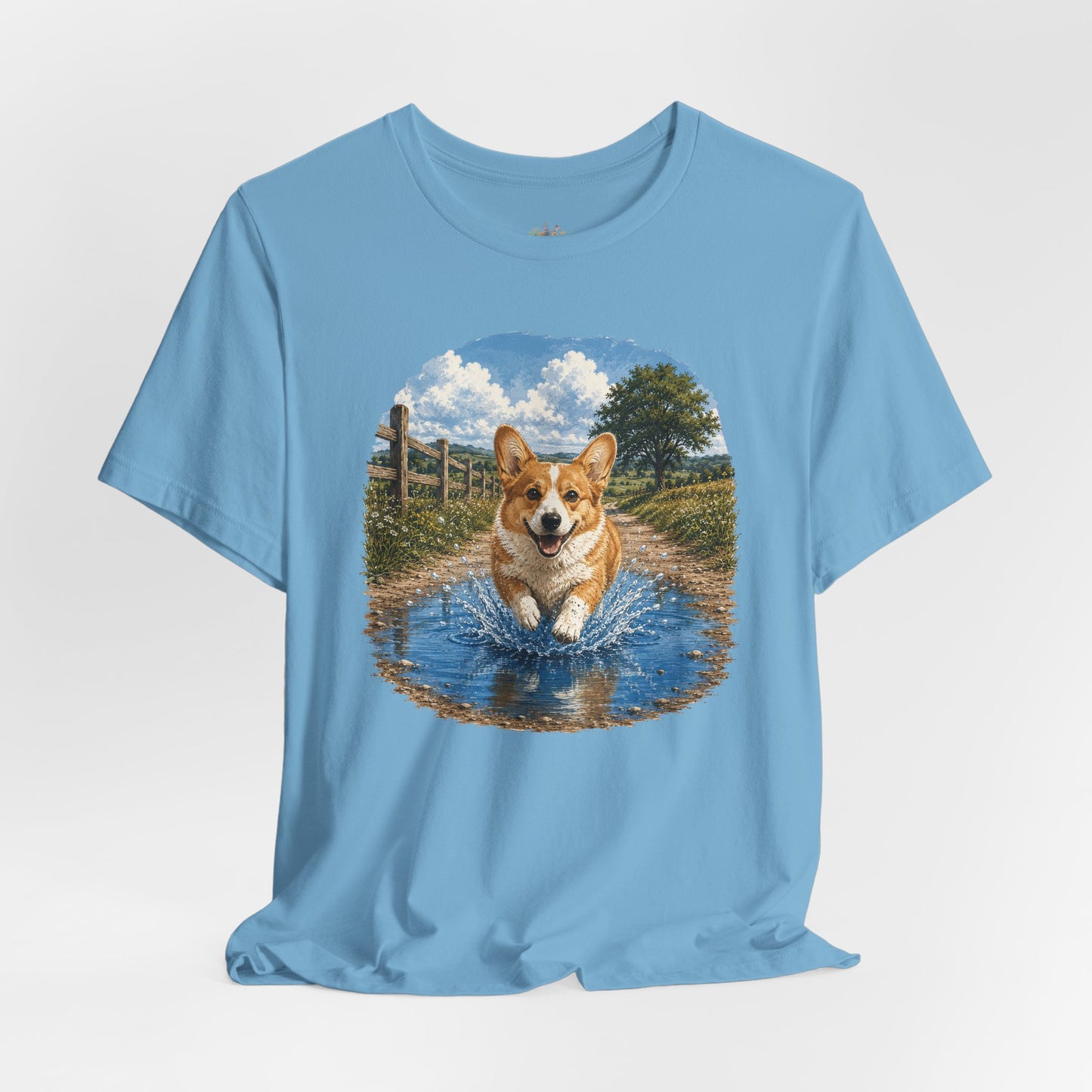 Corgi Splash T-Shirt — Playful Dog Graphic Tee