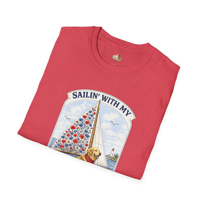Sailing With My Best Friend dog sailboat T-Shirt | nautical pet lover tee (Light Weight, Ultra Soft Tee)