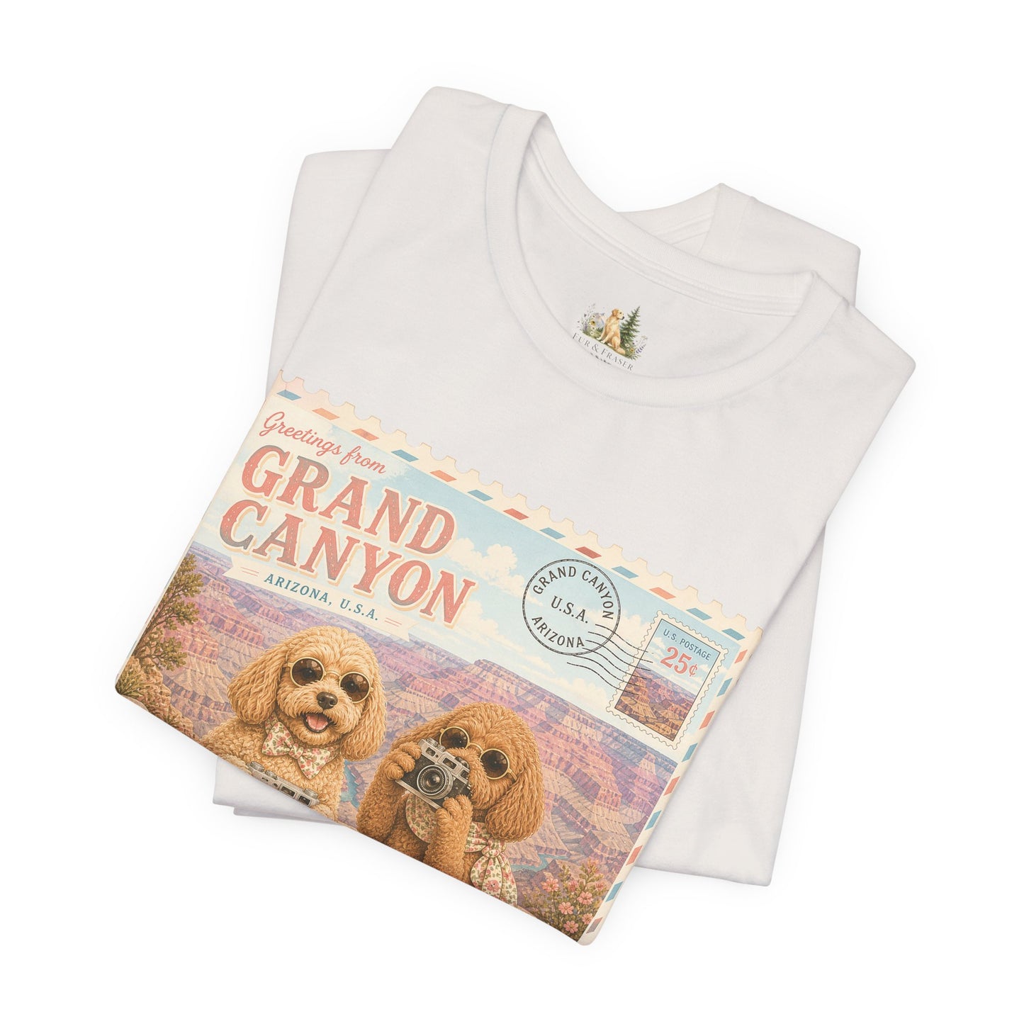 Grand Canyon Pups T-Shirt | Vintage Postcard Dogs Travel Design