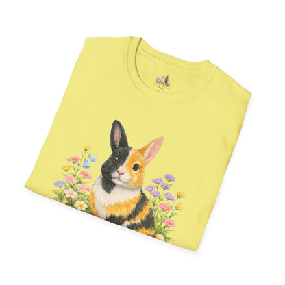 Harlequin Rabbit Floral T-Shirt (Light Weight, Ultra Soft)