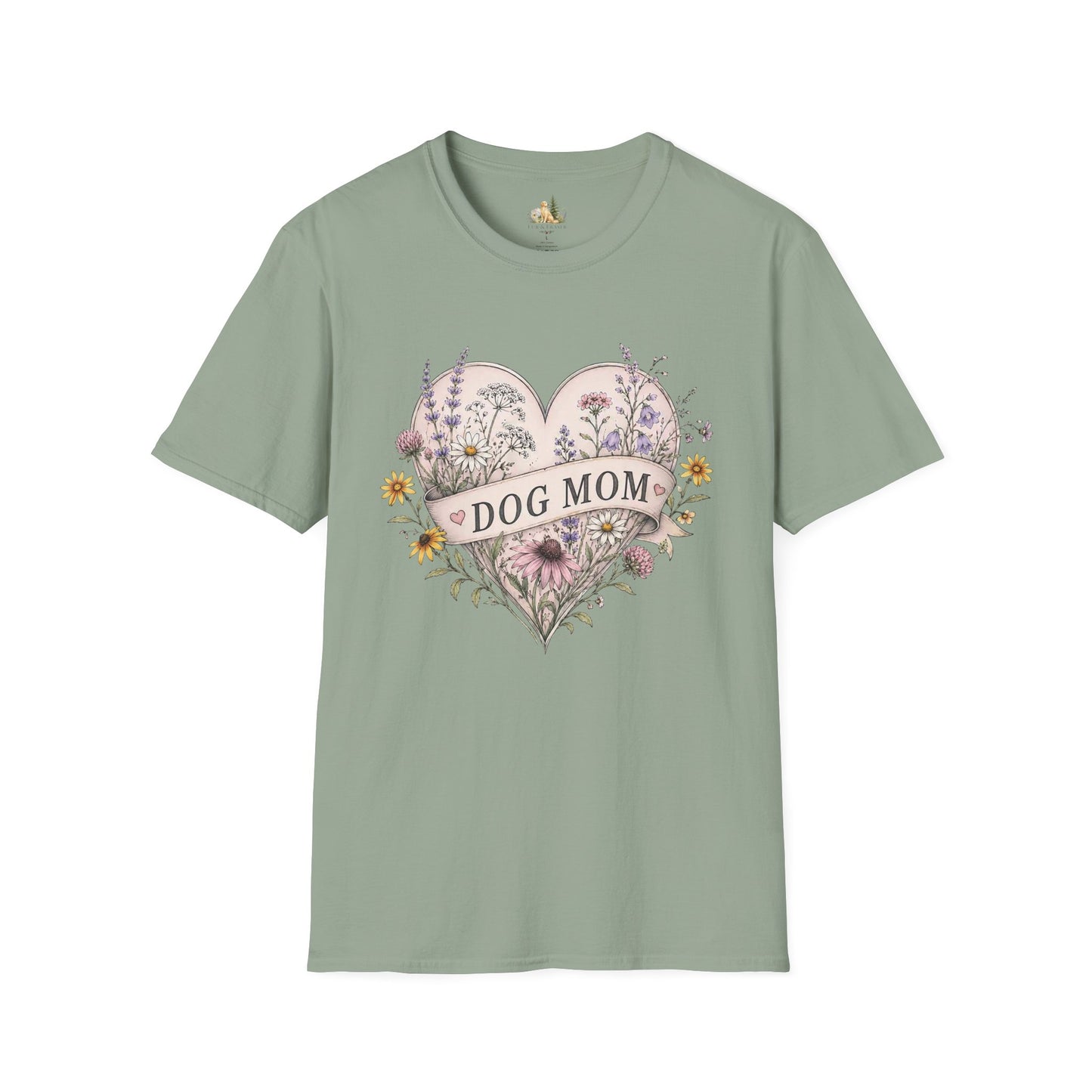 Dog Mom Floral Heart T-Shirt (Light Weight, Ultra Soft)