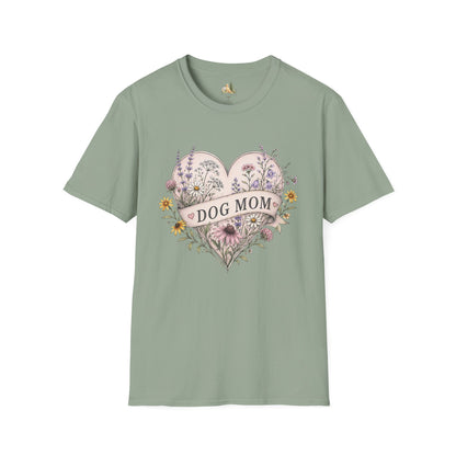Dog Mom Floral Heart T-Shirt (Light Weight, Ultra Soft)