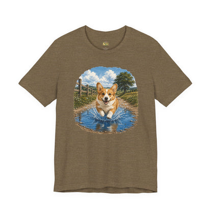 Corgi Splash T-Shirt — Playful Dog Graphic Tee