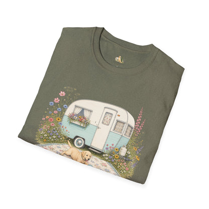 Vintage Camper T-Shirt — Cozy Caravan & Picnic Design(Light Weight, Ultra Soft)