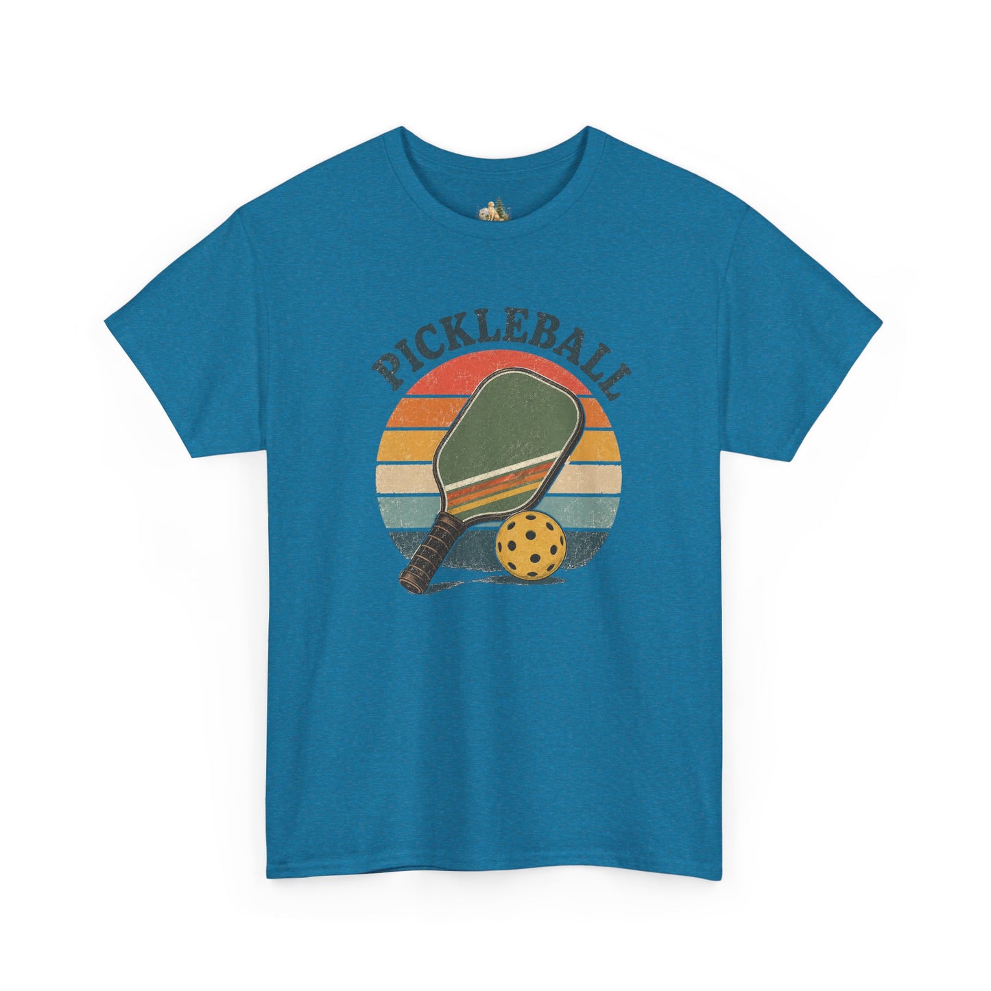 Pickleball Retro Paddle T-Shirt — Vintage Sunset Pickleball Tee (Heavy Weight Tee)