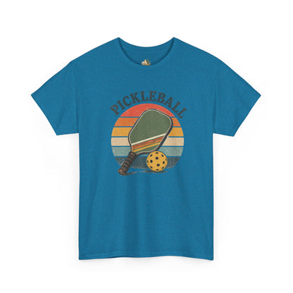 Pickleball Retro Paddle T-Shirt — Vintage Sunset Pickleball Tee (Heavy Weight Tee)