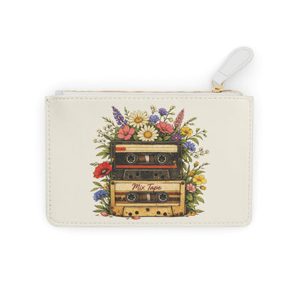 Vintage Mix Tape Mini Clutch Bag — Floral Retro Cassette Coin Purse