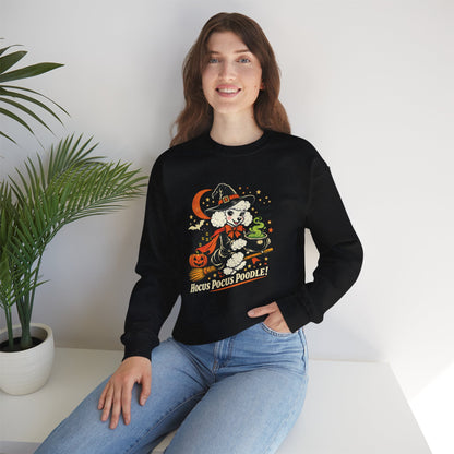 Vintage Halloween Poodle Witch Crewneck Sweatshirt — Cute Pumpkin and Poodle